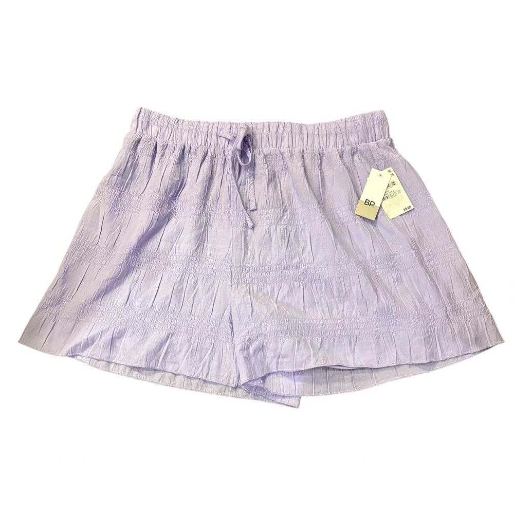 BP. Smocked‎ Shorts Purple Spray Drawstring Waist Lined Casual Comfy Large NWT